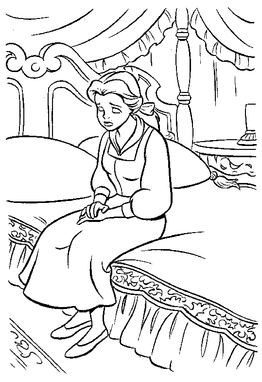 coloriage la belle est triste